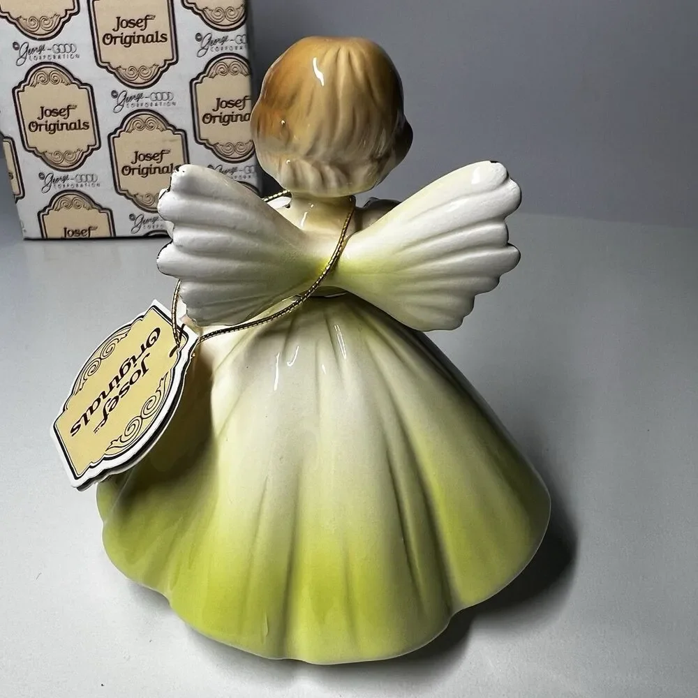 Josef Originals Birthday Girl Angel Age 5 Fifth Year ABC Book Figurine Box Tag